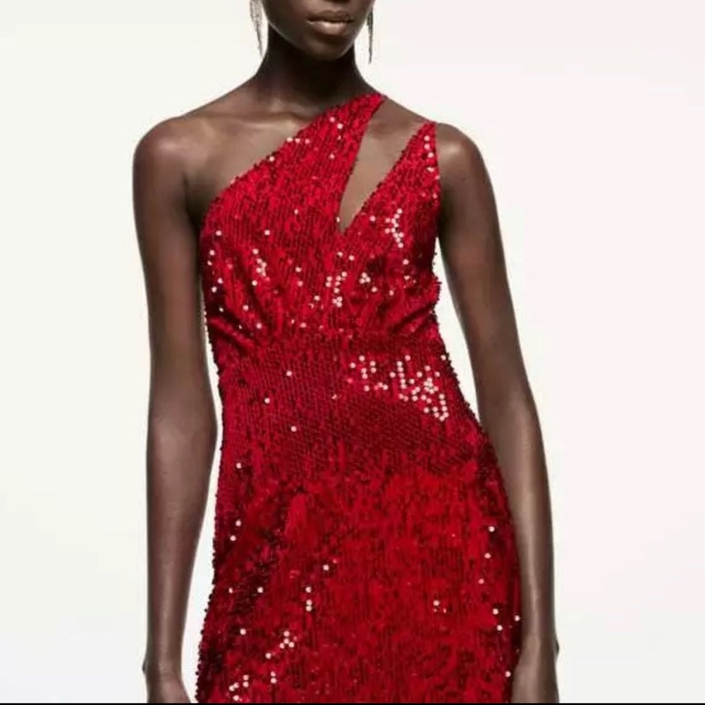 New Zara Red sequin New Year’s party holiday dress